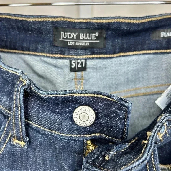 Judy Blue Size 5/27 Flare Dark Wash Blue Jeans Casual Stretch Figure Flattering - Picture 8 of 15